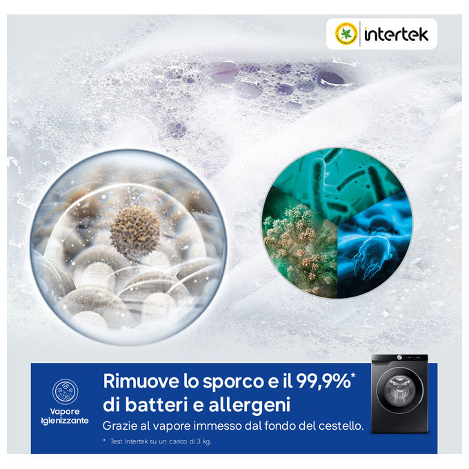 Samsung WW10FG6U94LBU3 AI Control Lavatrice Carica Frontale 10 Kg 1351 rpm Classe A Ecodosatore WiFi Vapore (85x60x56 cm) colore Nero