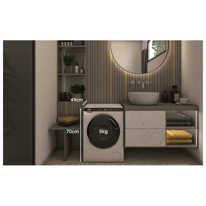 Haier HW50-BP12307U1-S MiniDrum Lavatrice Frontale 5 Kg 1200 rpm Classe A Wi-Fi Inverter (70x51x49 cm) colore Bianco