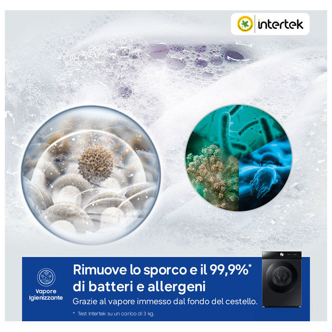 Samsung WW90DB8U95GB QuickDrive 8000 Lavatrice Frontale 9 Kg 1400 rpm Classe A Wi-Fi Vapore Ecodosatore (85x60x60 cm) colore Nero
