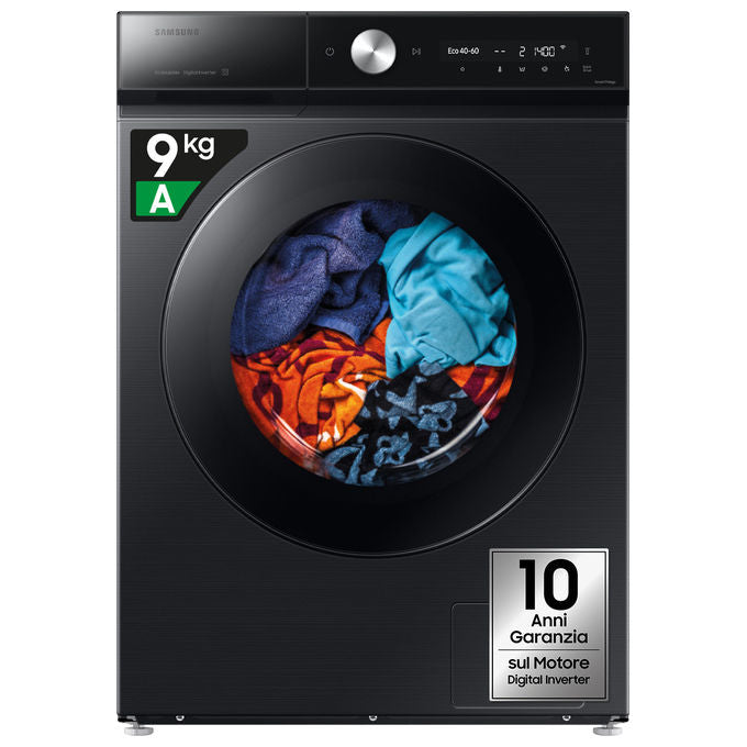 Samsung WW90DB8U95GB QuickDrive 8000 Lavatrice Frontale 9 Kg 1400 rpm Classe A Wi-Fi Vapore Ecodosatore (85x60x60 cm) colore Nero