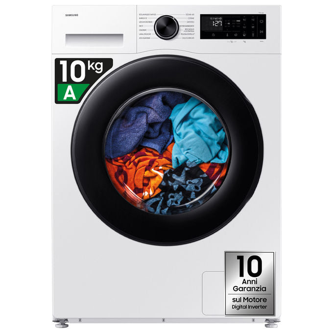Samsung WW10FG5U34AEET Crystal Clean Lavatrice Carica Frontale 10 Kg 1400 rpm Classe A Wi-Fi Vapore EcoBubble (85x60x57.5 cm) colore Bianco