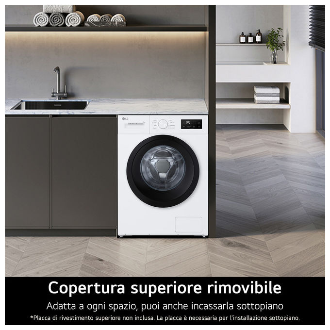 LG F4NA10S7NWK Lavatrice Slim 7 Kg 1400 rpm Classe A Vapore Igienizzante Cestello Bolle (85x60x47 cm) colore Bianco