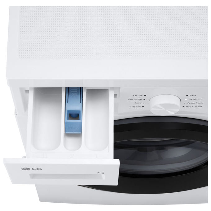 LG F4NA10S7NWK Lavatrice Slim 7 Kg 1400 rpm Classe A Vapore Igienizzante Cestello Bolle (85x60x47 cm) colore Bianco