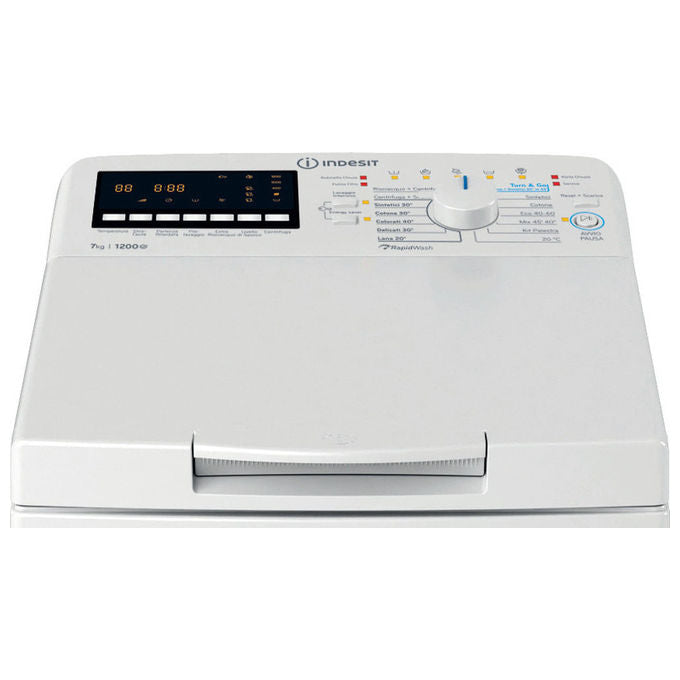Indesit BTW B7251P IT Lavatrice Carica dall'Alto 7 Kg 1200 rpm Classe B Motore Inverter 14 Programmi (90x40x60 cm) colore Bianco