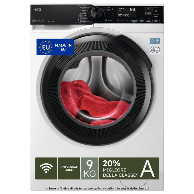 AEG LR7FH94VY Serie 7000 Lavatrice Carica Frontale 9 Kg 1400 rpm Classe A ProSteam Wi-Fi 74 dB (85x60x57 cm) colore Bianco