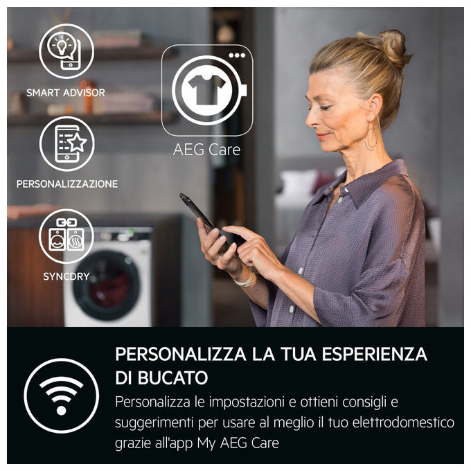 AEG LR7FH94VY Serie 7000 Lavatrice Carica Frontale 9 Kg 1400 rpm Classe A ProSteam Wi-Fi 74 dB (85x60x57 cm) colore Bianco