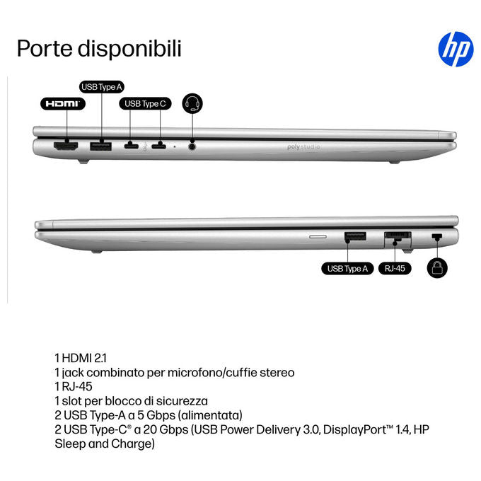 HP B39WSAT ProBook 4 G1iR Notebook 16'' Intel Core 7 150U 16 GB DDR5 512 GB SSD NVMe Wi-Fi 6E Windows 11 Pro colore Argento