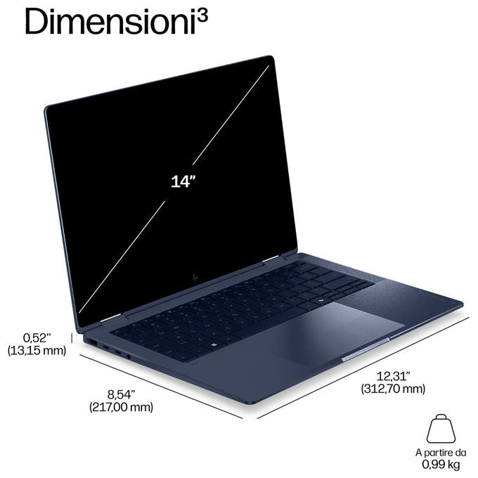 HP DL5P1AT EliteBook X G2i Notebook 14'' OLED 3K Intel Core Ultra 7 356H 32 GB 1 TB SSD Windows 11 Pro colore Blu