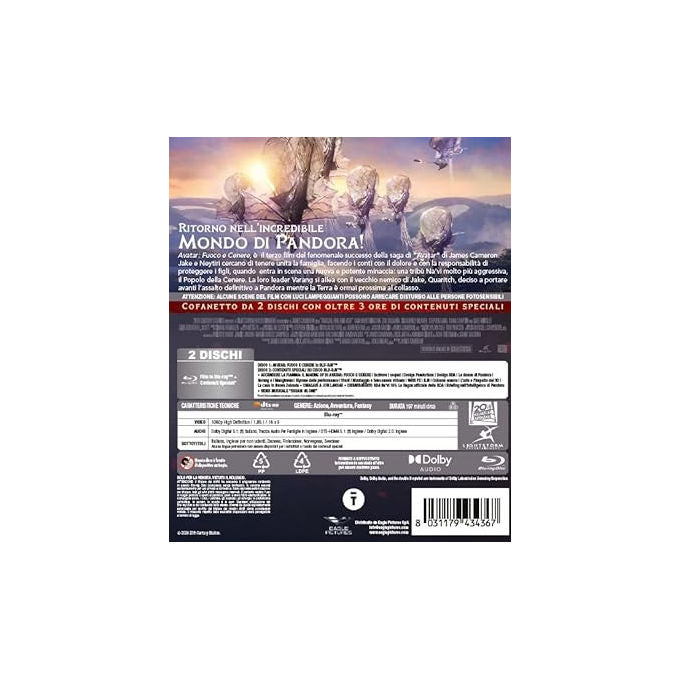 Eagle Pictures Avatar Fuoco e Cenere Blu-ray 2 Dischi Full HD 1080p Dolby Digital 5.1 Contenuti Speciali Italiano