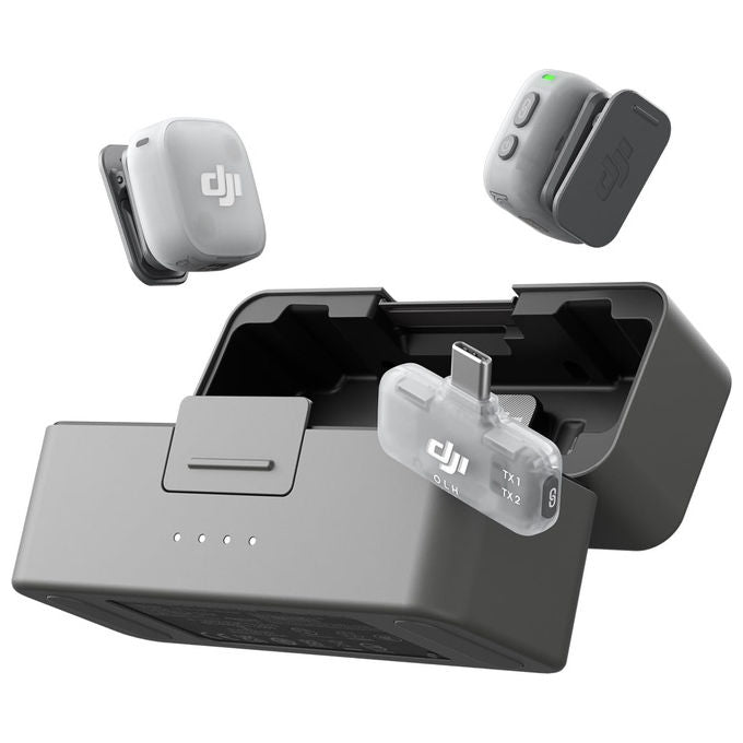 DJI 6937224139749 Mic Mini 2 Microfono Wireless Lavalier 2 TX 1 RX Standard Custodia di ricarica 48h autonomia 400m portata 24bit 48kHz colore Multicolore