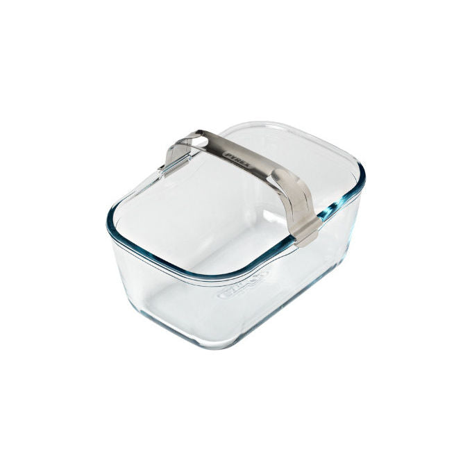 Pyrex 300U300 Pirofila da forno rettangolare vetro borosilicato 1.5 L con manico in acciaio air fryer colore Trasparente
