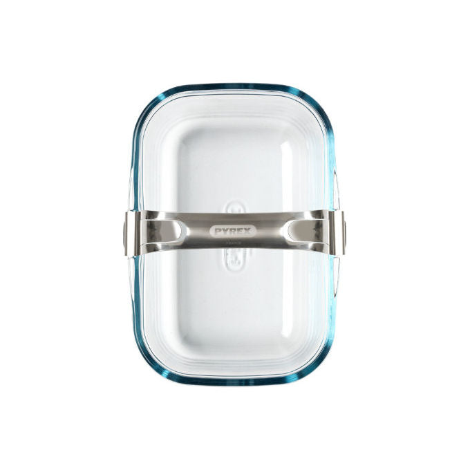 Pyrex 300U300 Pirofila da forno rettangolare vetro borosilicato 1.5 L con manico in acciaio air fryer colore Trasparente