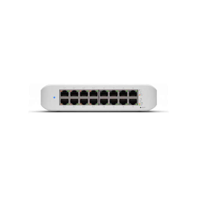 Ubiquiti USW-LITE-16-POE UniFi Switch Lite 16 porte Gigabit Ethernet L2 8 porte PoE+ 802.3at 30 W fanless colore Bianco