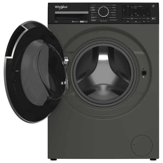 Whirlpool WPM011GADSIT 6TH SENSE Lavatrice Frontale 10 Kg 1400 rpm Classe A WiFi AutoDose Inverter (85x60x58 cm) colore Grigio