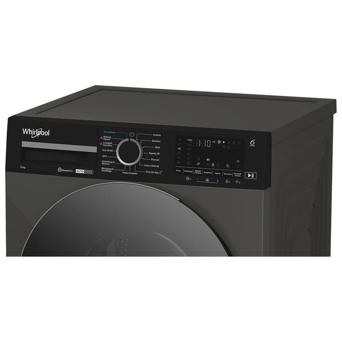 Whirlpool WPM011GADSIT 6TH SENSE Lavatrice Frontale 10 Kg 1400 rpm Classe A WiFi AutoDose Inverter (85x60x58 cm) colore Grigio