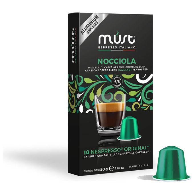 Must Capsule da Caffe' 100% Arabica Compatibili Nespresso 10 Capsule in Alluminio Riciclabile Intensita' 4-8 Made in Italy