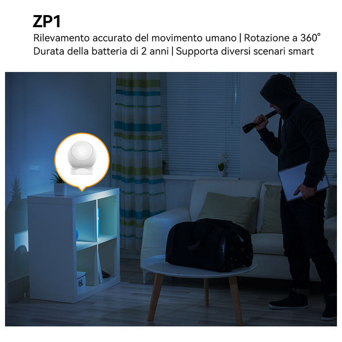 Imou KIT-ALARM(ZG2) Kit Allarme Smart Centralina ZigBee Wi-Fi 2 Sensori Porta 1 Sensore Movimento 1 Bottone Smart colore Bianco