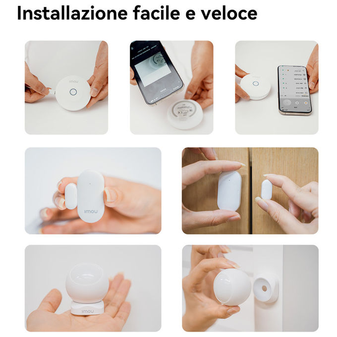 Imou KIT-ALARM(ZG2) Kit Allarme Smart Centralina ZigBee Wi-Fi 2 Sensori Porta 1 Sensore Movimento 1 Bottone Smart colore Bianco