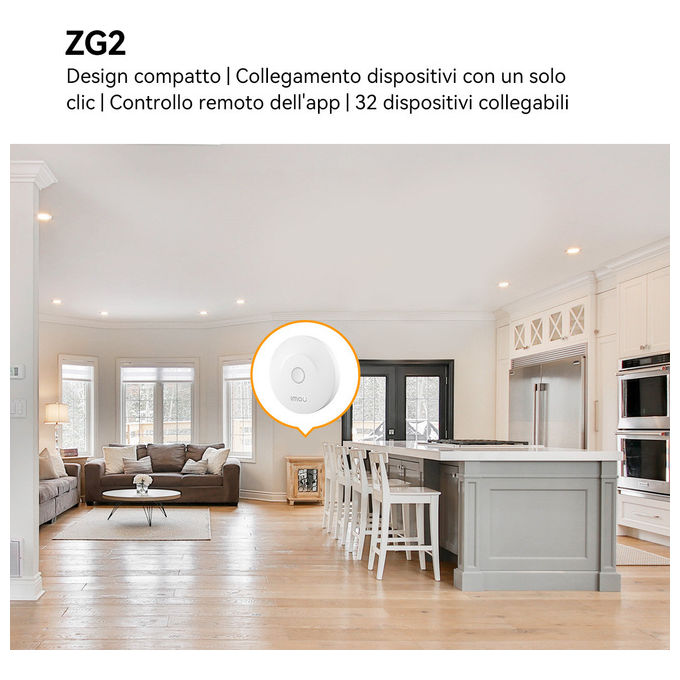 Imou KIT-ALARM(ZG2) Kit Allarme Smart Centralina ZigBee Wi-Fi 2 Sensori Porta 1 Sensore Movimento 1 Bottone Smart colore Bianco