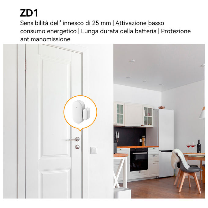 Imou KIT-ALARM(ZG2) Kit Allarme Smart Centralina ZigBee Wi-Fi 2 Sensori Porta 1 Sensore Movimento 1 Bottone Smart colore Bianco