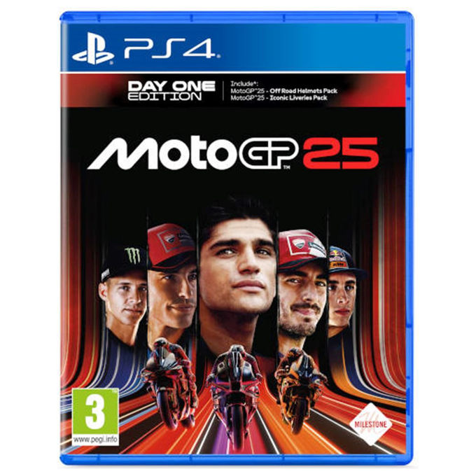 Milestone MotoGP 25 Day One Edition Videogioco PS4 con DLC Off Road Helmets Pack e Iconic Liveries Pack