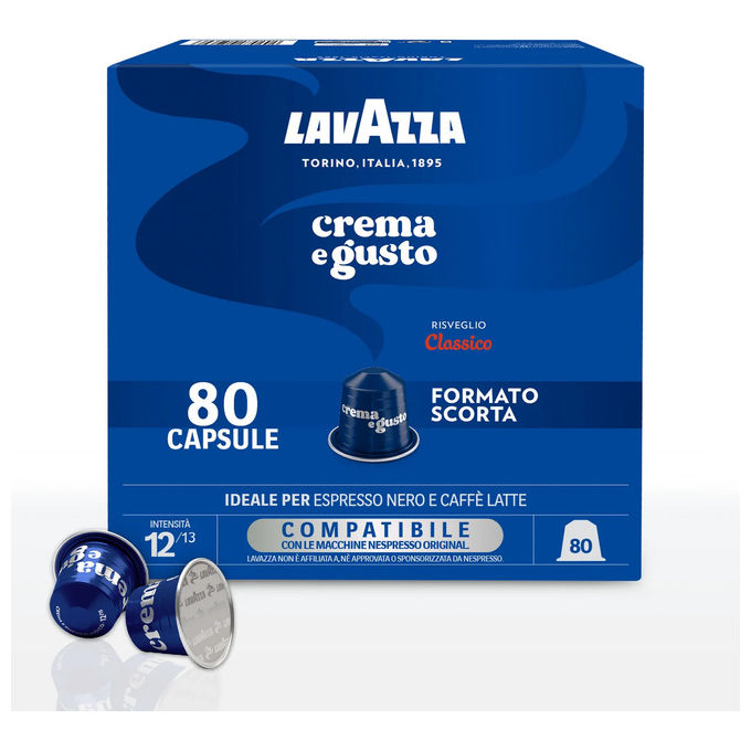 Lavazza 7139 Crema e Gusto Classico Capsule Caffe' 60 capsule in alluminio compatibili Nespresso Original intensita' 12 miscela Arabica Robusta