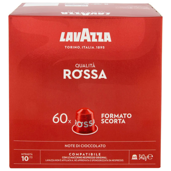 Lavazza Qualita' Rossa Capsule Caffe' Compatibili Nespresso Original 60 Capsule Miscela Arabica Robusta Intensita' 10-13 342 g