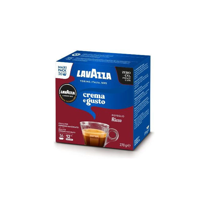 Lavazza Capsule Caffe' A Modo Mio Crema e Gusto Ricco Espresso Intensita' 12 Arabica e Robusta 36 capsule 270 g
