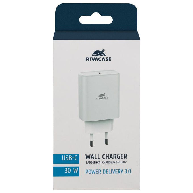 Rivacase PS4193 Caricatore da Muro 30W USB-C Power Delivery 3.0 PPS Ricarica Rapida colore Bianco