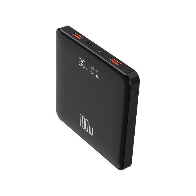 Nilox NXPW100WSLIM Powerbank Slim 20000 mAh 100W Fast Charge 4 Porte 2 USB-C 2 USB-A Display LED colore Nero