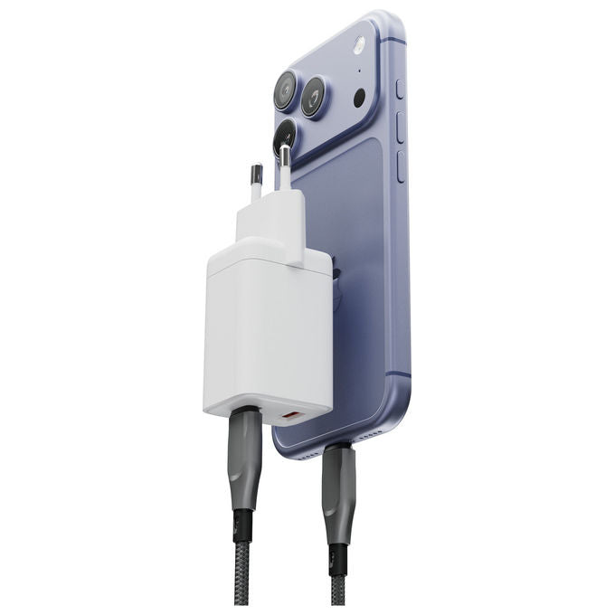 Cygnett CY5879PDWCH PowerPlus Caricatore da muro 65W doppia porta USB-C USB-A ricarica rapida GaN colore Bianco