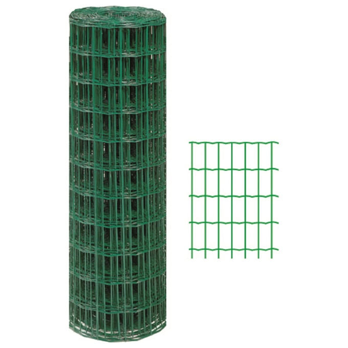 Vigor 57028 Rete elettrosaldata zincata plastificata 80 cm rotolo 5 m maglie 75x60 mm colore Verde