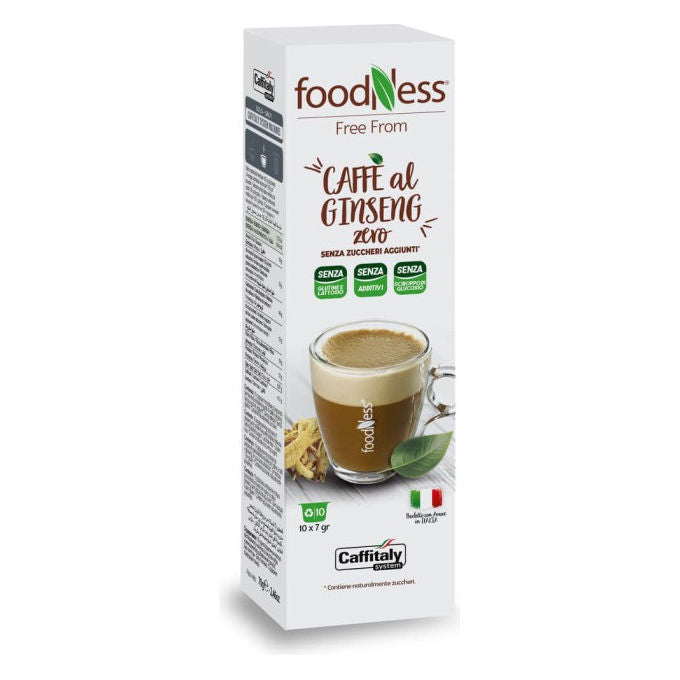 Foodness CA4574 Caffitaly Ginseng Zero Amaro 10 Capsule Compatibili Caffitaly System Senza Zuccheri Senza Glutine Senza Lattosio