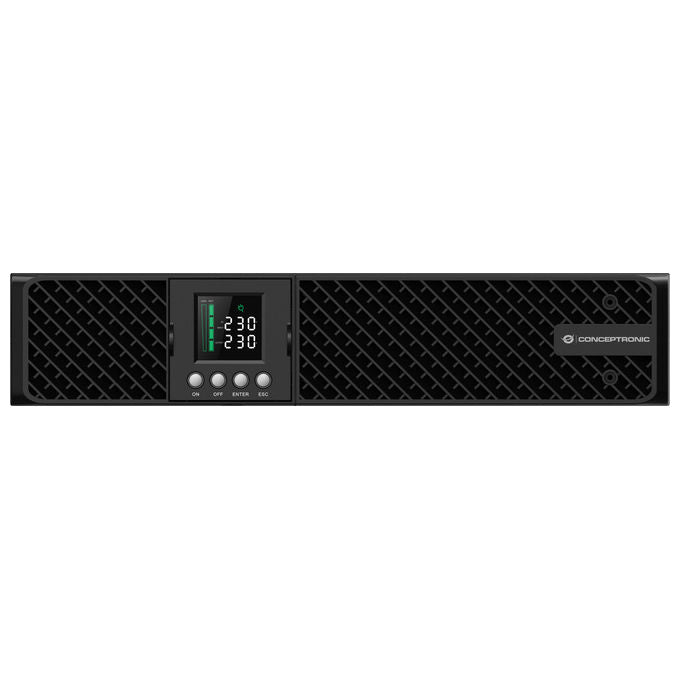 Conceptronic ZEUS51E3K UPS Gruppo di Continuita' Doppia Conversione Online 3000 VA 3000 W 9 Prese AC Onda Sinusoidale Pura Display LCD colore Nero