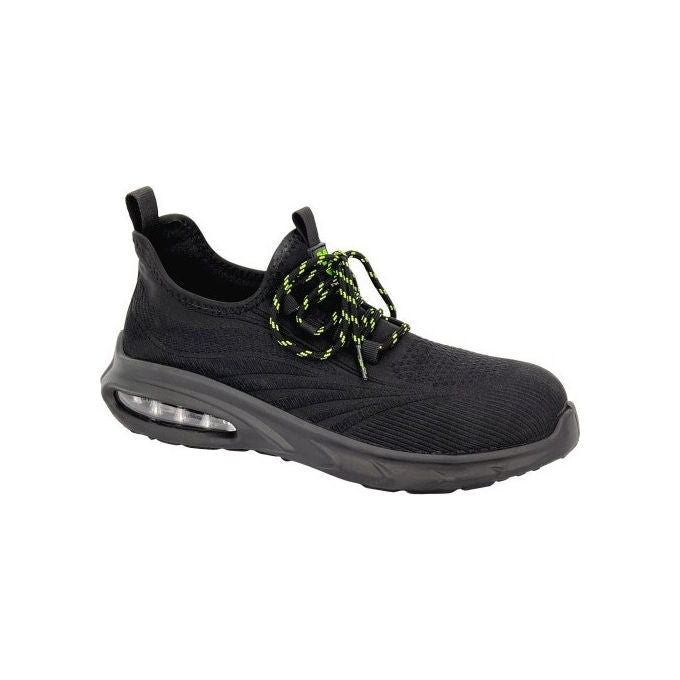 Neri Safety 510781-46 RUSH-998 Scarpe di Sicurezza Basse S1 PL FO SR ESD Puntale Composito Metal Free Tessuto Tecnico Fine Knit Suola Antiscivolo coloresso Nero Verde