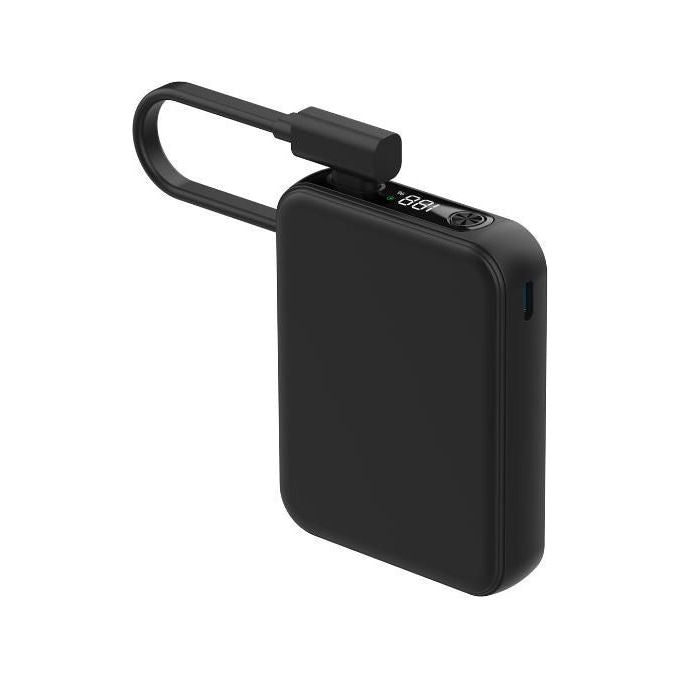 Celly PBCABLE5000SL Powerbank 5000 mAh cavo USB-C integrato 20W ricarica rapida display LED colore Nero