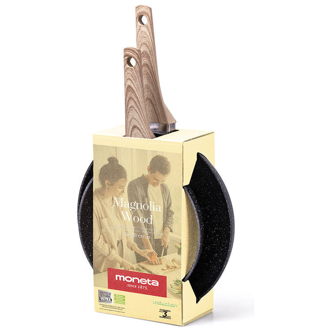 Moneta A01A283993 Magnolia Wood Set 3 Padelle Antiaderenti Induzione 20 24 28 cm Alluminio senza PFOA