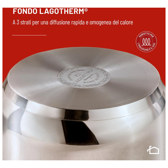Lagostina 010282031220 Talento Casseruola Fonda 2 Maniglie Acciaio Inox 18-10 20 cm Induzione colore Acciaio Inox