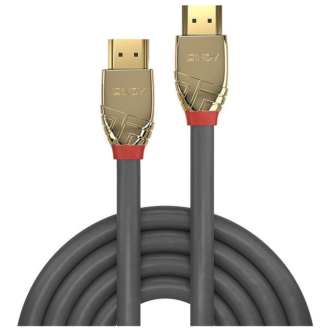 Lindy 37604 Gold Line Cavo HDMI 2.1 Ultra High Speed 48 Gbps 5m 10K 120Hz eARC VRR HDR colore Grigio