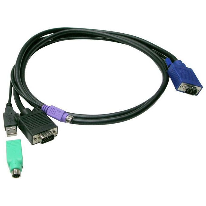 LevelOne ACC-3201 Cavo KVM per Tastiera Video e Mouse VGA PS-2 USB 1,8 m colore Nero