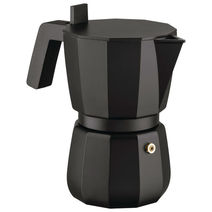 Alessi DC06-6 B Moka Caffettiera Espresso in Alluminio Pressofuso 6 Tazze 300 ml colore Nero