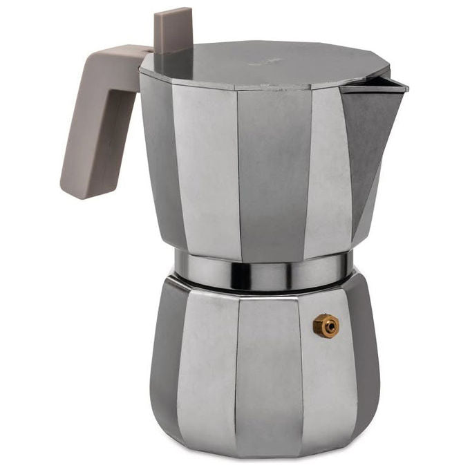 Alessi DC06-3 Moka Caffettiera Espresso 3 Tazze 15 cl Alluminio Design David Chipperfield colore Grigio
