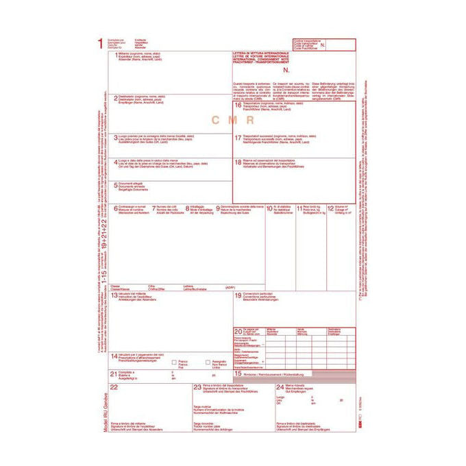 Edipro E0052BIS Lettera di Vettura Internazionale Modello CMR 5 Copie Autoricalcanti 100 Fogli 31x24 cm