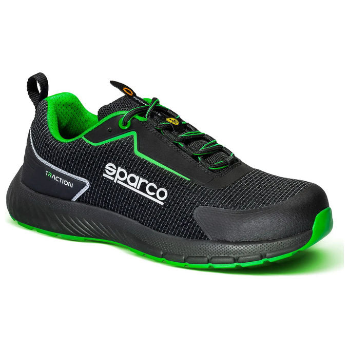 Sparco BTB0002B0K15044 Traction Sanyo Scarpe Antinfortunistiche ESD S1PS SR FO HRO Puntale Vetroresina Antistatica colore Verde