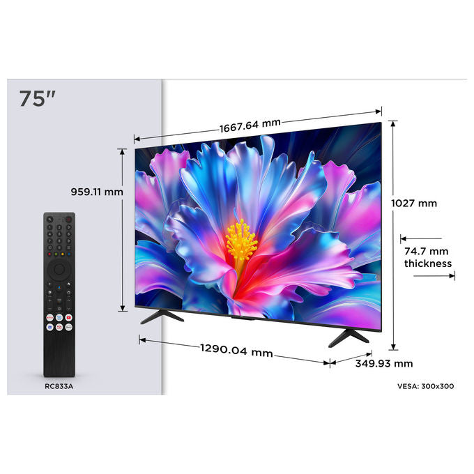 TCL 75P6L TV 75'' 4K Google TV colore Nero
