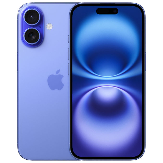 Apple MYEC3QL-A iPhone 16 Smartphone 5G 128GB Display 6.1'' OLED Chip A18 Doppia Fotocamera 48MP IP68 colore Blu