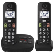 Panasonic KX-TGU132EXB Telefono Cordless Digitale con Segreteria Nera 2 Ricevitori Tasti Grandi EAC