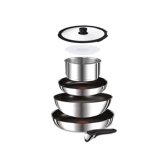 Lagostina Ingenio Inox 012131600110 Batteria Padelle Acciaio Rivestimento Antiaderente Induzione colore Acciaio inox
