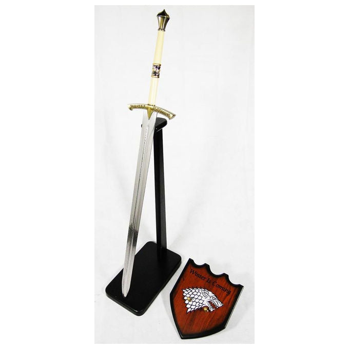 Altre Spada Replica Decorativa Blackfyre Il Trono Di Spade Supporto Legno Acciaio 1070mm colore Bianco