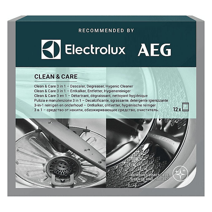 Electrolux M2GCP121 Clean and Care Detergente 3 in 1 Lavatrice e Lavastoviglie 12 bustine colore Bianco